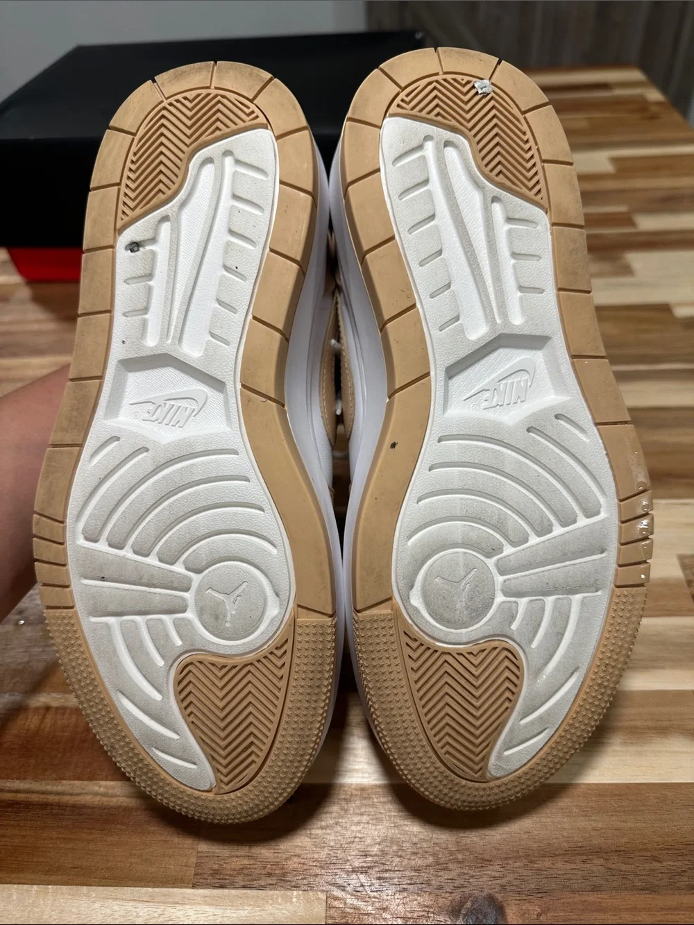 Nike Air White and Tan Platform Low-Top Sneakers 472